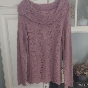 LOFT Purple/Lilac Off the Shoulder Tunic Sweater